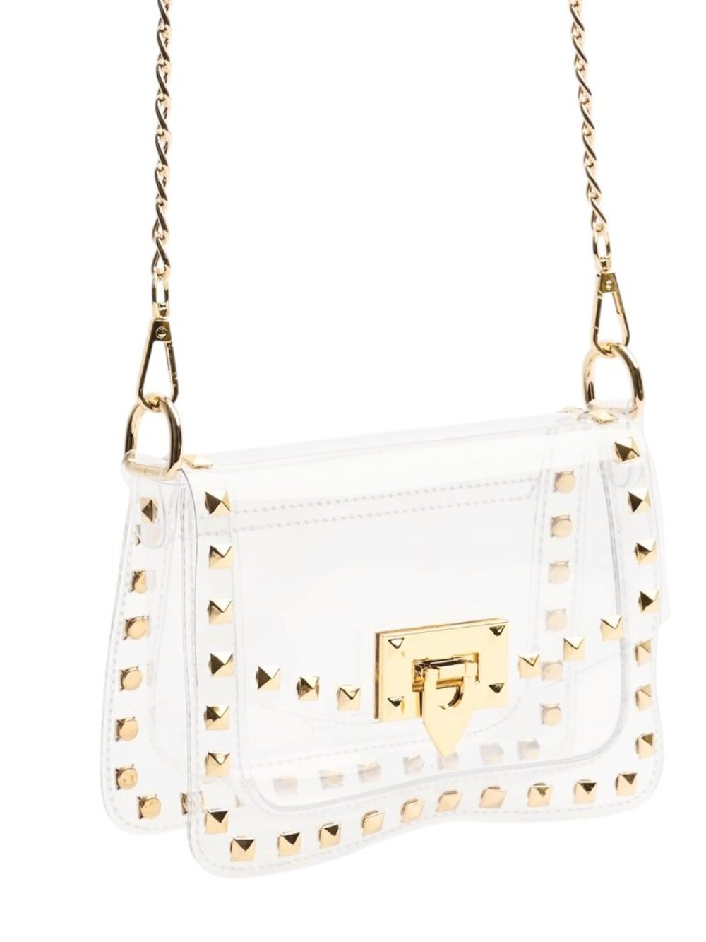 NWT CLEARLY HANDBAGS Women's JACKIE HANDBAG With GOLD STUDS & 2 Strap Options